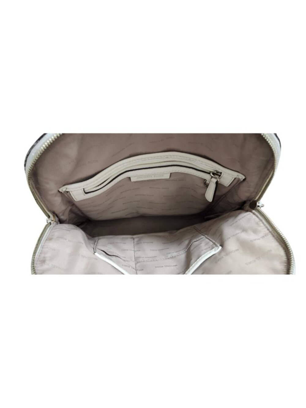 Michael Kors White Leather Backpack Women MK Gold Hardware Medium Travel Work - Picture 8 of 12